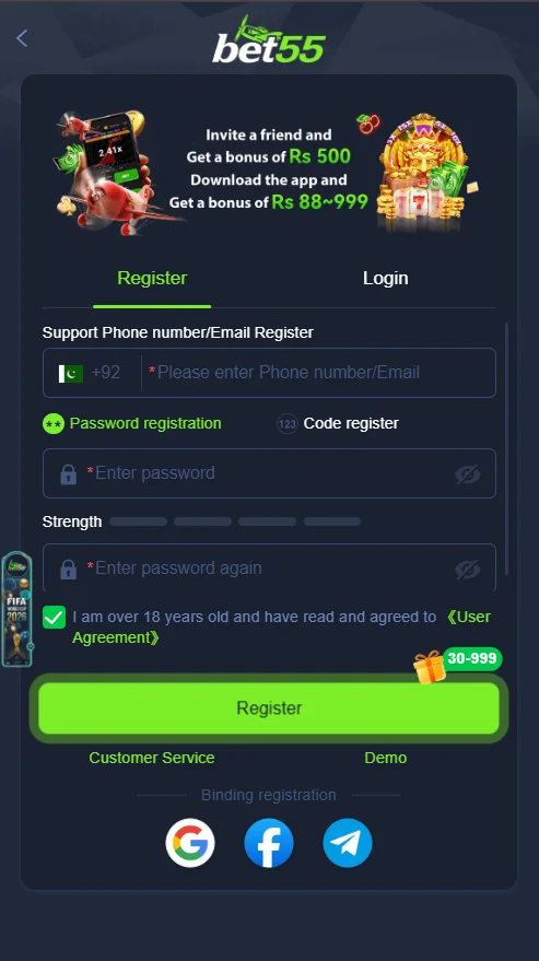 Bet55 Register